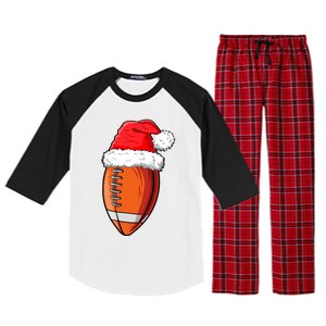 Christmas Football Ball Santa Hat Funny Sport Xmas Boys Raglan Sleeve Pajama Set