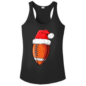 Christmas Football Ball Santa Hat Funny Sport Xmas Boys Ladies PosiCharge Competitor Racerback Tank