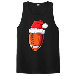 Christmas Football Ball Santa Hat Funny Sport Xmas Boys PosiCharge Competitor Tank