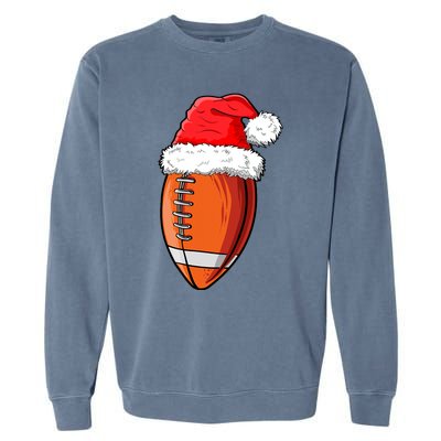 Christmas Football Ball Santa Hat Funny Sport Xmas Boys Garment-Dyed Sweatshirt