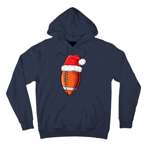 Christmas Football Ball Santa Hat Funny Sport Xmas Boys Hoodie