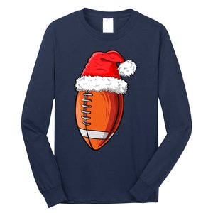 Christmas Football Ball Santa Hat Funny Sport Xmas Boys Long Sleeve Shirt