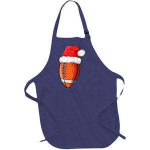 Christmas Football Ball Santa Hat Funny Sport Xmas Boys Full-Length Apron With Pockets