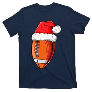 Christmas Football Ball Santa Hat Funny Sport Xmas Boys T-Shirt