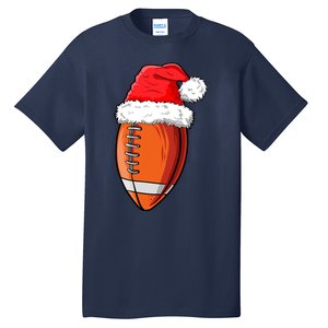 Christmas Football Ball Santa Hat Funny Sport Xmas Boys Tall T-Shirt