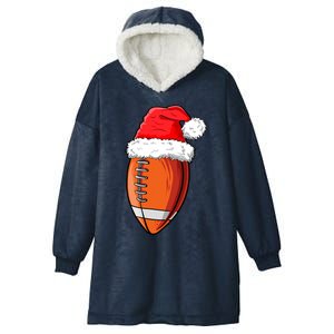 Christmas Football Ball Santa Hat Funny Sport Xmas Boys Hooded Wearable Blanket