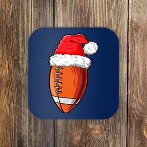 Christmas Football Ball Santa Hat Funny Sport Xmas Boys Coaster