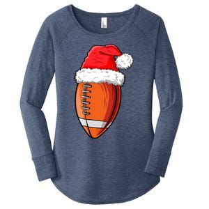 Christmas Football Ball Santa Hat Funny Sport Xmas Boys Women's Perfect Tri Tunic Long Sleeve Shirt