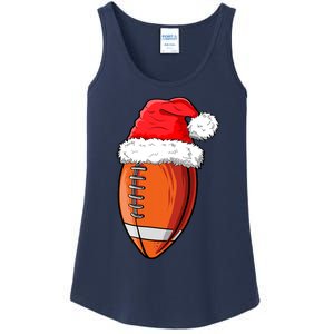 Christmas Football Ball Santa Hat Funny Sport Xmas Boys Ladies Essential Tank