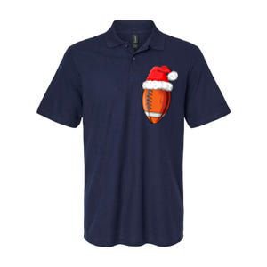 Christmas Football Ball Santa Hat Funny Sport Xmas Boys Softstyle Adult Sport Polo