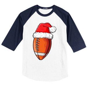 Christmas Football Ball Santa Hat Funny Sport Xmas Boys Baseball Sleeve Shirt