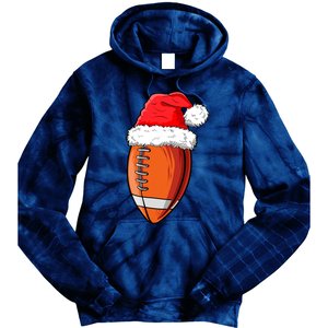 Christmas Football Ball Santa Hat Funny Sport Xmas Boys Tie Dye Hoodie