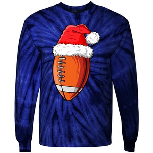 Christmas Football Ball Santa Hat Funny Sport Xmas Boys Tie-Dye Long Sleeve Shirt