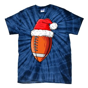 Christmas Football Ball Santa Hat Funny Sport Xmas Boys Tie-Dye T-Shirt