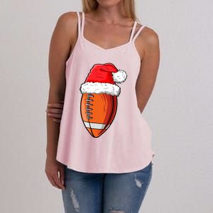 Christmas Football Ball Santa Hat Funny Sport Xmas Boys Women's Strappy Tank