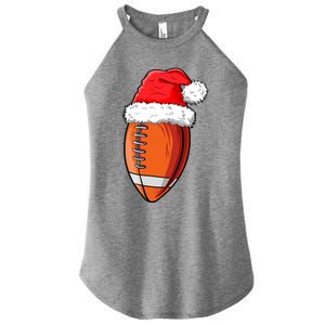 Christmas Football Ball Santa Hat Funny Sport Xmas Boys Women's Perfect Tri Rocker Tank