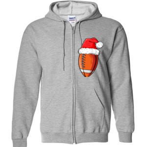 Christmas Football Ball Santa Hat Funny Sport Xmas Boys Full Zip Hoodie