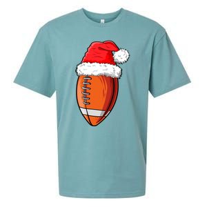 Christmas Football Ball Santa Hat Funny Sport Xmas Boys Sueded Cloud Jersey T-Shirt