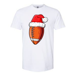 Christmas Football Ball Santa Hat Funny Sport Xmas Boys Softstyle CVC T-Shirt