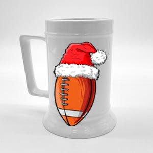 Christmas Football Ball Santa Hat Funny Sport Xmas Boys Beer Stein