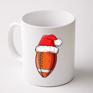 Christmas Football Ball Santa Hat Funny Sport Xmas Boys Coffee Mug