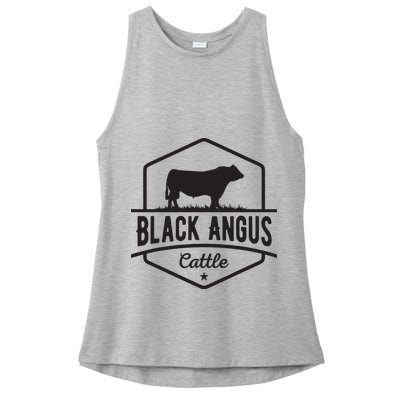 Cow Farmer Black Angus Cattle Ladies PosiCharge Tri-Blend Wicking Tank