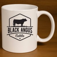 Cow Farmer Black Angus Cattle 11oz C Handle Ceramic Mug