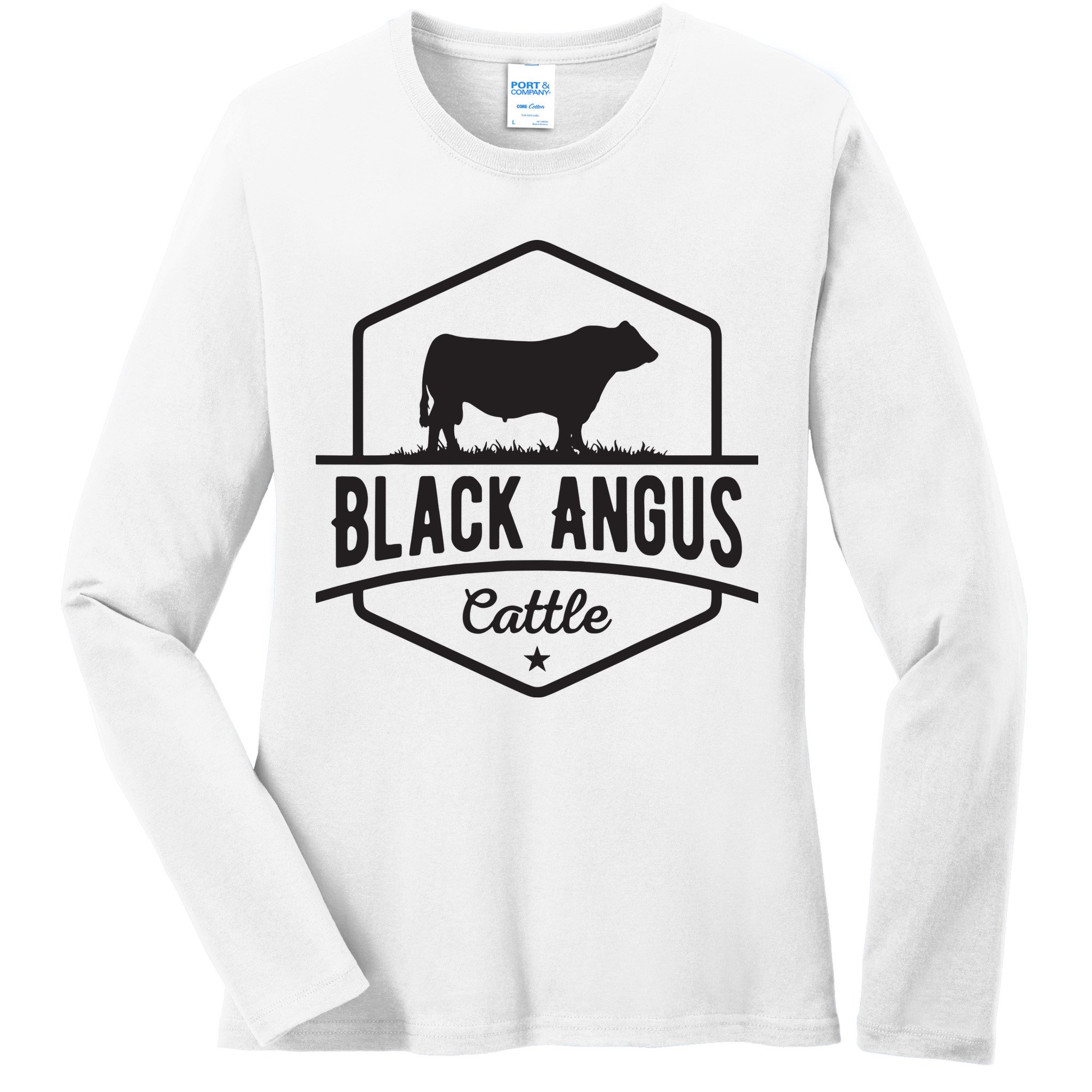 Cow Farmer Black Angus Cattle Ladies Long Sleeve Shirt