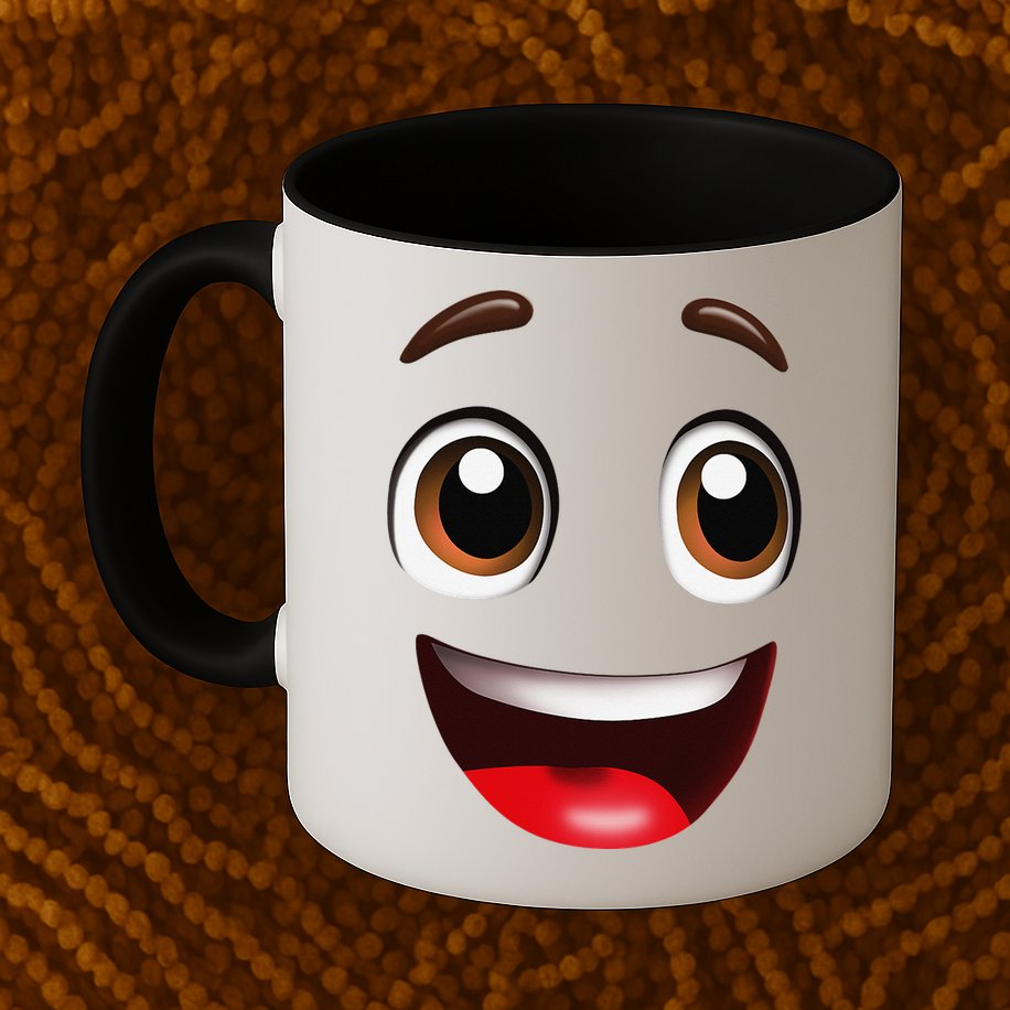 Cartoon Face Brown Eyes Mug