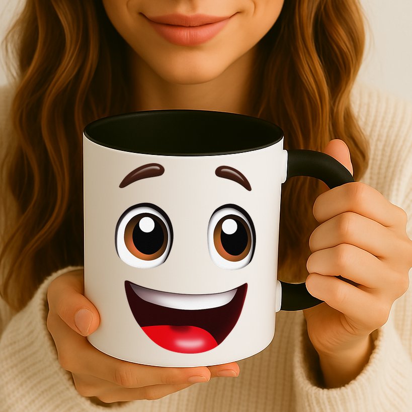 Cartoon Face Brown Eyes Mug