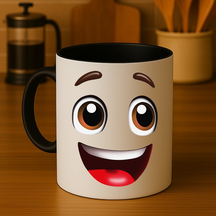 Cartoon Face Brown Eyes Mug