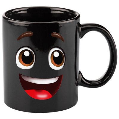 Cartoon Face Brown Eyes 11oz C Handle Ceramic Mug