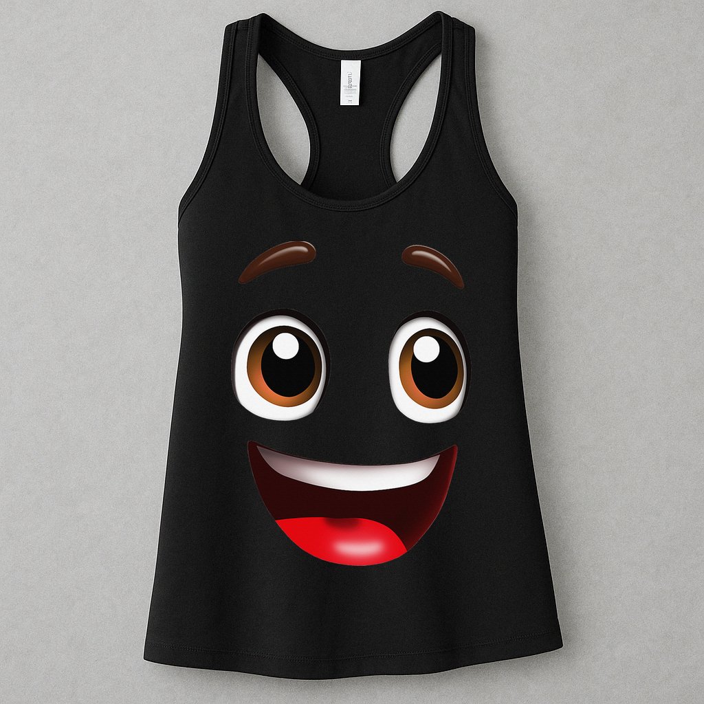 Cartoon Face Brown Eyes Womens Tank Top