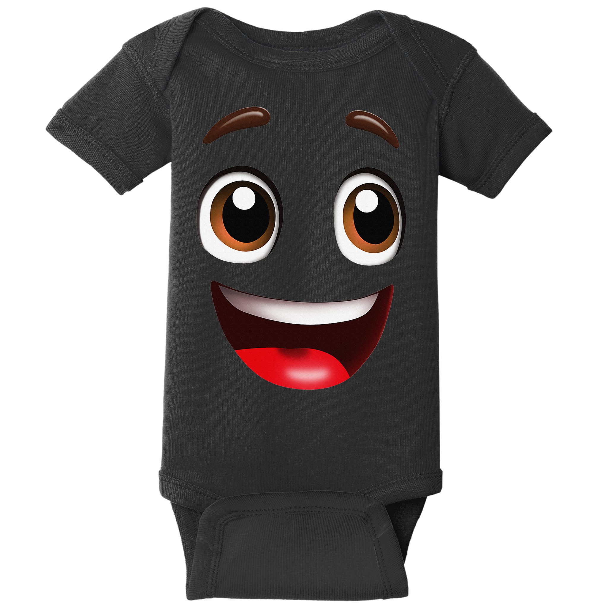 Cartoon Face Brown Eyes Baby Bodysuit