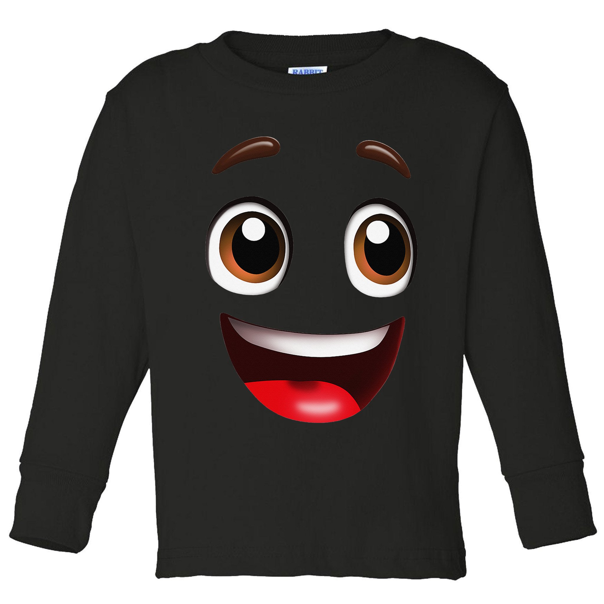Cartoon Face Brown Eyes Toddler Long Sleeve Shirt