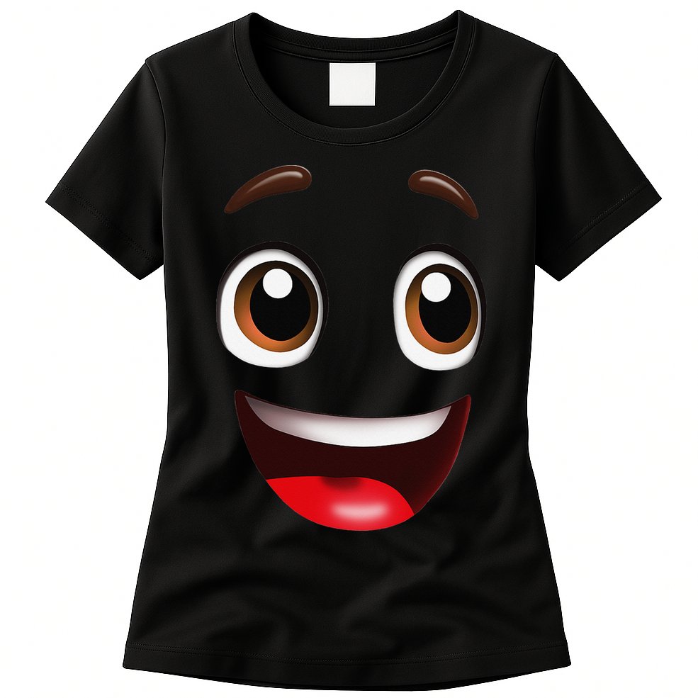 Cartoon Face Brown Eyes Womens T-Shirt