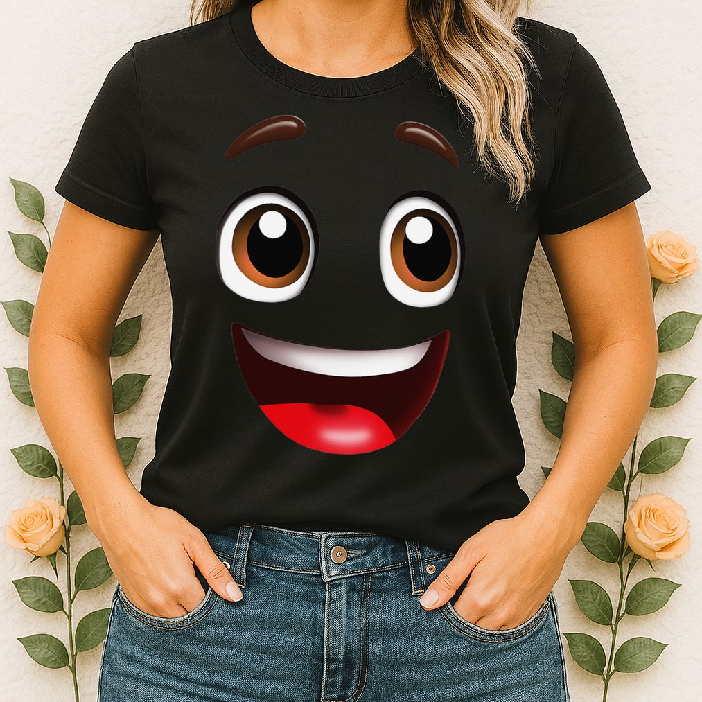 Cartoon Face Brown Eyes Womens T-Shirt