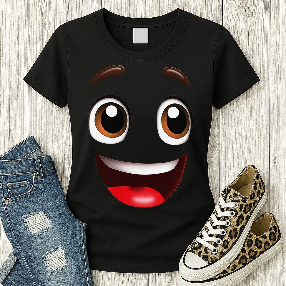 Cartoon Face Brown Eyes Womens T-Shirt