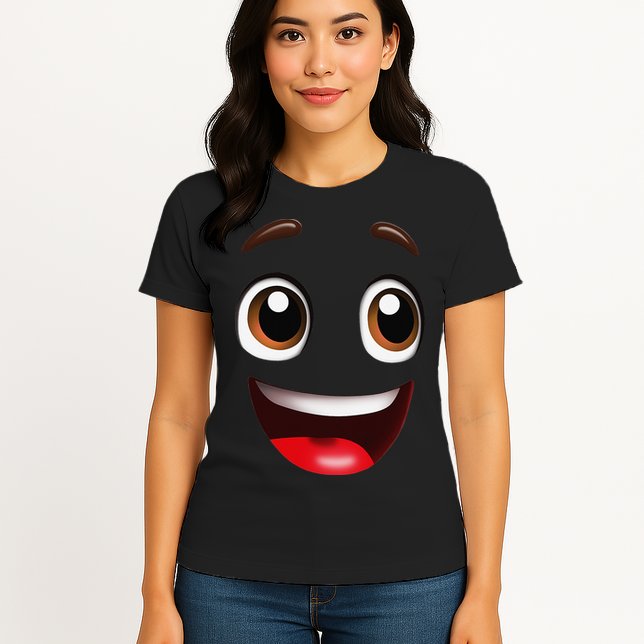 Cartoon Face Brown Eyes Womens T-Shirt