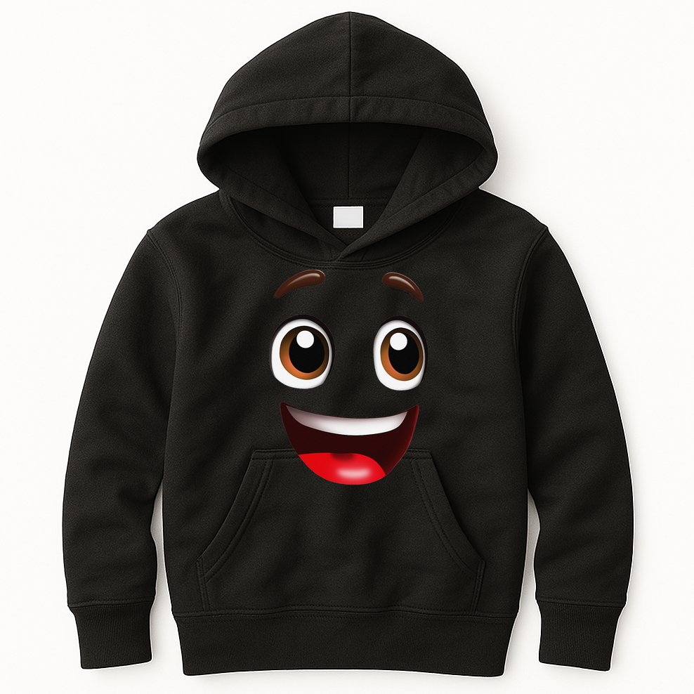 Cartoon Face Brown Eyes Kids Hoodie