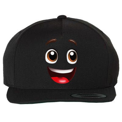 Cartoon Face Brown Eyes Wool Snapback Cap