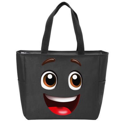 Cartoon Face Brown Eyes Zip Tote Bag