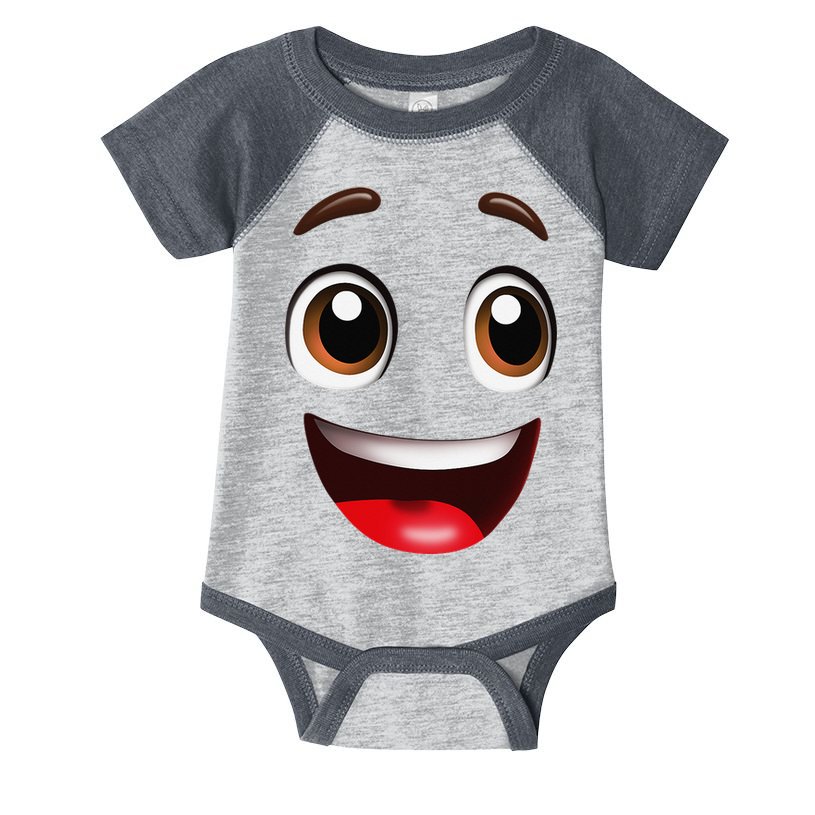 Cartoon Face Brown Eyes Infant Baby Jersey Bodysuit