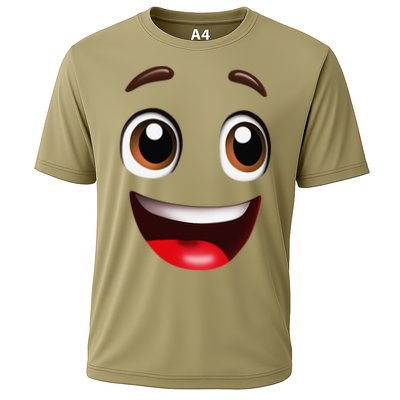 Cartoon Face Brown Eyes Cooling Performance Crew T-Shirt