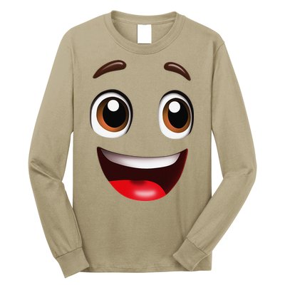 Cartoon Face Brown Eyes Long Sleeve Shirt