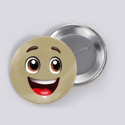 Cartoon Face Brown Eyes Button