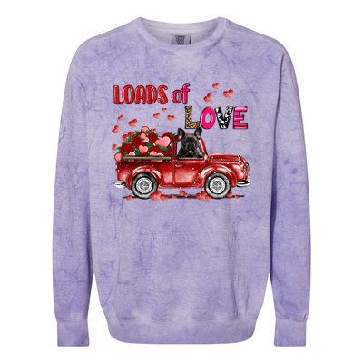 Cute French Bulldog Dog Driving Red Truck Happy Valentine's Gift Colorblast Crewneck Sweatshirt