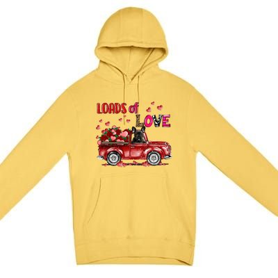 Cute French Bulldog Dog Driving Red Truck Happy Valentine's Gift Premium Pullover Hoodie