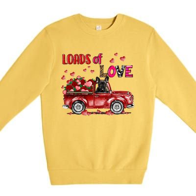 Cute French Bulldog Dog Driving Red Truck Happy Valentine's Gift Premium Crewneck Sweatshirt