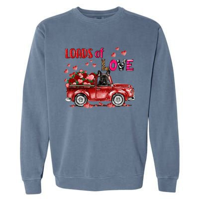 Cute French Bulldog Dog Driving Red Truck Happy Valentine's Gift Garment-Dyed Sweatshirt